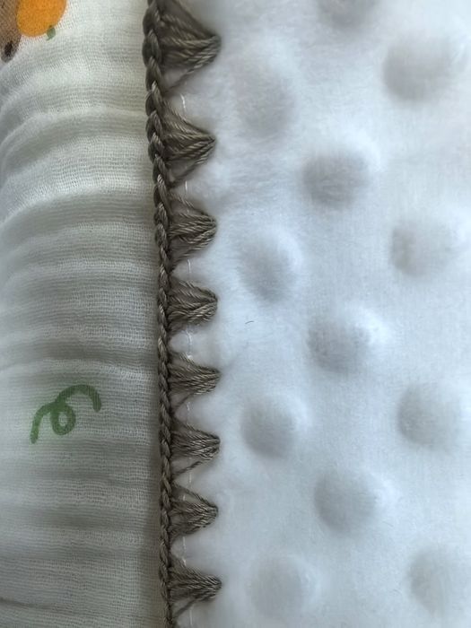 Crochet-look edge on knit backing