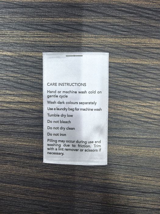 Full care-label block, ready for inspection